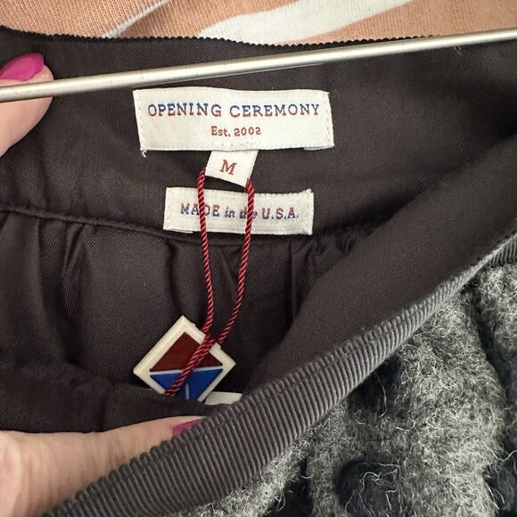 OPENING CEREMONY Med Wool Black Gray Polka-Dot Textured A-Line Mini Short Skirt - Picture 9 of 11